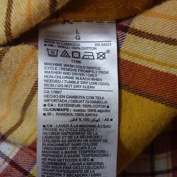 Old Navy Flannel Plaid Shirt Womens Large Gold Red Yellow Chiefs Fan Harvest - Picture 5 of 13